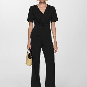 Mango Elegant Black V-Neck Jumpsuit